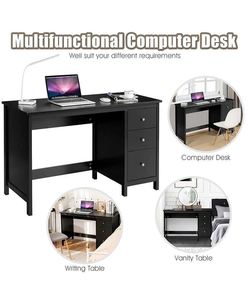 Computer Desk Study Writing Home Office Workstation with 3 Drawers
