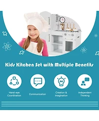 Kids Kitchen Play set Pretend Play Cooking Set w/Vivid Faucet & Telephone