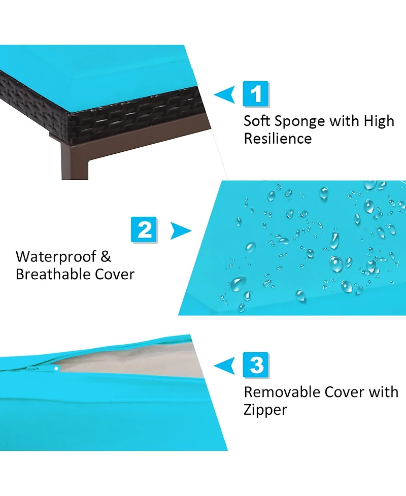 Costway Patio Rattan Lounge Chair Recliner Back Adjustable Cushioned Garden