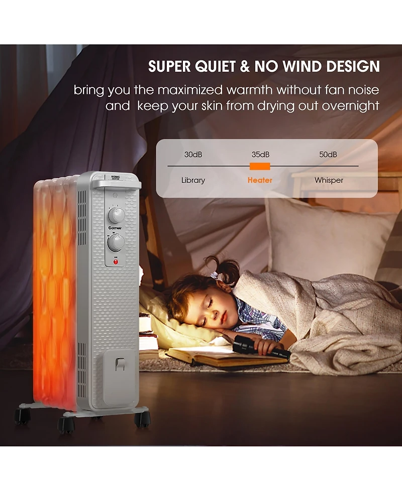 1500W Oil-Filled Heater Portable Radiator Space Heater