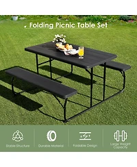 Costway Foldable Picnic Table Bench Set Outdoor Camping for Patio & Backyard