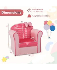 Kids Cute Pink Bow Sofa Children Couch Toddler Upholstered Armchair Solid Wood