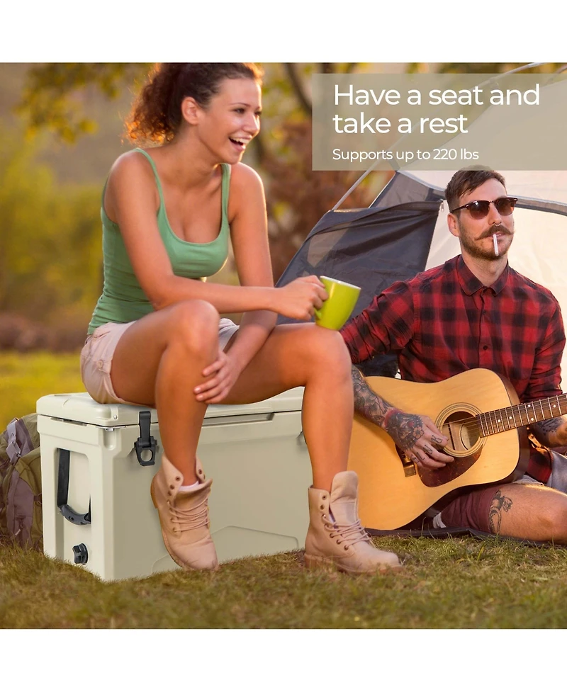 Costway 50 Qt Rotomolded Cooler Portable Ice Chest Ice Retention for 5-7 Days