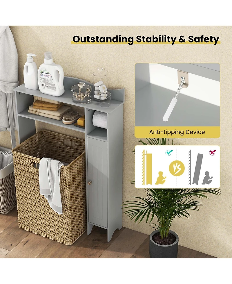 Costway Over the Toilet Storage Cabinet with Toilet Paper Holder Adjustable Shelves