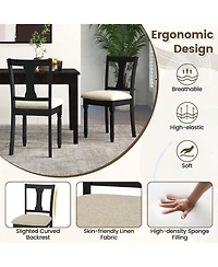 2 Pcs Wood Chair Antique Upholstered with Storage Space