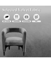 Costway Comfy Accent Armchair with Footrest Upholstered Velvet Barrel Chair & Ottoman Set