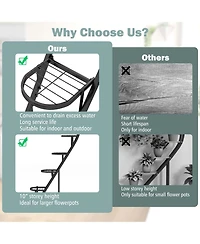 Costway 5 Tier Metal Plant Stand Heart-shaped Shelf with Hanging Hook for Multiple Plants