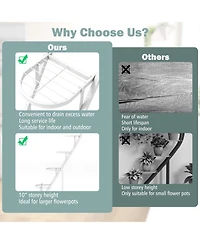 Costway 5 Tier Metal Plant Stand Heart-shaped Shelf with Hanging Hook for Multiple Plants