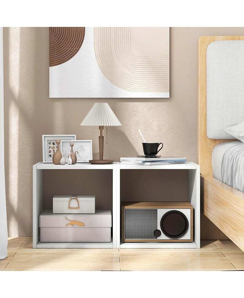 2PCS Stackable Storage Cube Free-standing Storage Organizer Bookcase for Bedroom