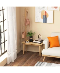 End Table with Coat Rack 2-in-1 Side Table 3 Hooks for Hats Bags Coats Freestanding