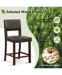 Set of 2 Upholstered Bar Stools 24.5'' Dining Chairs with Back