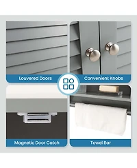 Bathroom Wall Mounted Medicine Cabinet with Louvered Doors & Towel Bar