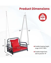 Patio Hanging Rattan Basket Chair Swing Hammock Chair with Seat Cushion