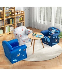 Kids Sofa Toddler Upholstered Armrest Chair withSolid Wooden Frame