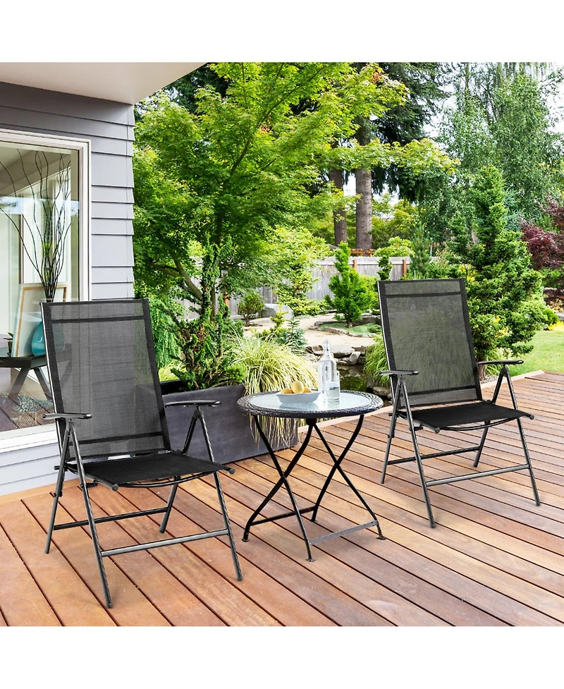 Costway Set of 2 Patio Folding Chair Recliner Adjustable