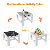 Kids Table Chairs Set With Storage Boxes Blackboard Whiteboard Drawing
