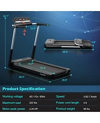 2.25HP Folding Led Treadmill Electric Running Walking Machine with App Control Gym