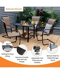 Costway 31'' Outdoor Fire Pit Dining Table Charcoal Wood Burning