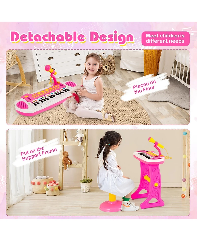 Costway 31 Key Kids Piano Keyboard Toy Toddler Musical Instrument w/ Microphone