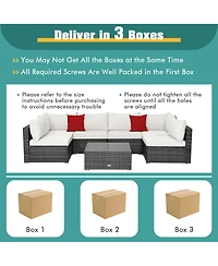 Costway 7PCS Patio Rattan Furniture Set Sectional Sofa Cushioned Garden