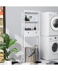 Over the Toilet Storage Rack Bathroom Space Saver with 2 Open Shelves & Drawers