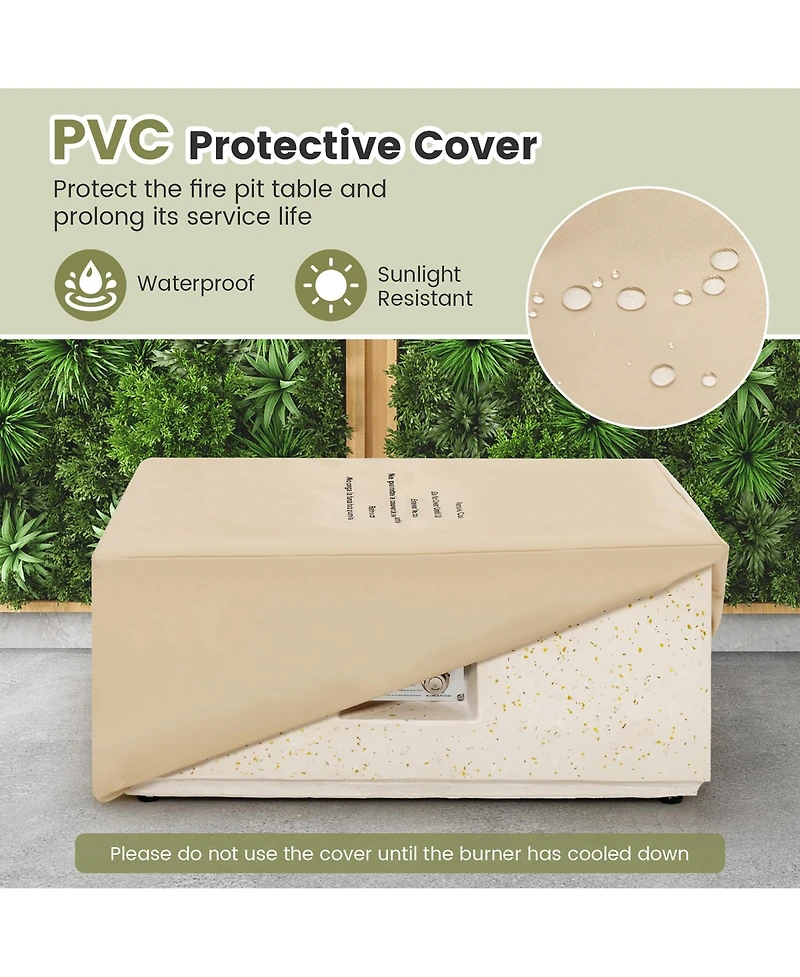 Costway 28'' Terrazzo Fire Pit Table 40,000 Btu Square Propane Gas Fire Pit