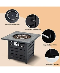 Costway 32'' Square Propane Fire Pit Table for Patio w/Lava Rocks Rain Cover 50,000 Btu