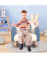 Kids Rocking Chair Children Armchair Velvet Upholstered Sofa w/ Solid Wood Legs