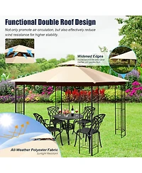 10' x 10' Patio Canopy Gazebo Outdoor 2-Tier Steel Tent Heavy-Duty L-Shaped