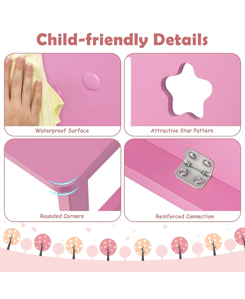 Costway Kids Desk and Chair Set Study Writing Workstation with Hutch & Bulletin Board