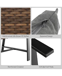 Costway 2 Pcs Patio Rattan Loveseat Coffee Table Set Padded Back & Seat Pillow w/Shelf