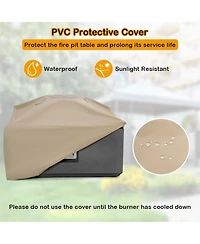 Costway 28'' Patio Fountain Fire Pit Table 50,000 Btu Square Propane Fire Pit