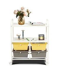 Rolling Storage Cart w/4 Drawers 2 Shelves Metal Rack Shelf Utility Organizer