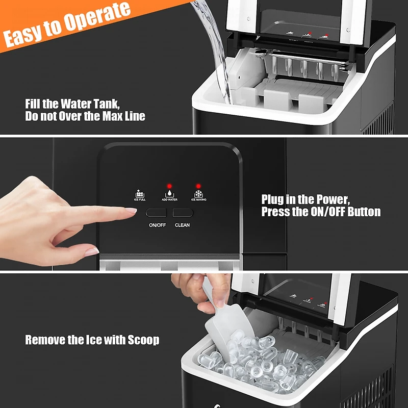 Portable Ice Maker Machine Countertop 26Lbs/24H Self-cleaning