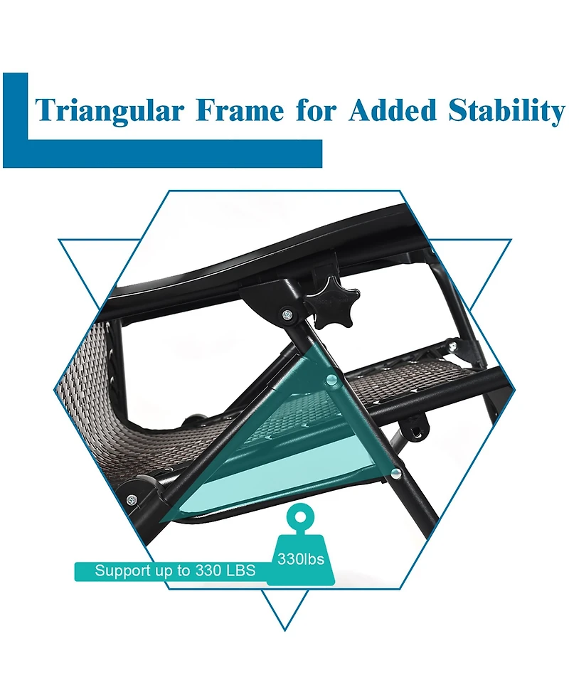 Patio Rattan Zero Gravity Lounge Chair Folding Recliner