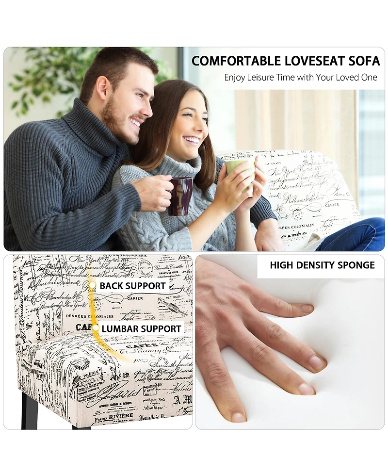 Costway Armless Loveseat Sofa Fabric Settee Bench Bed Chair