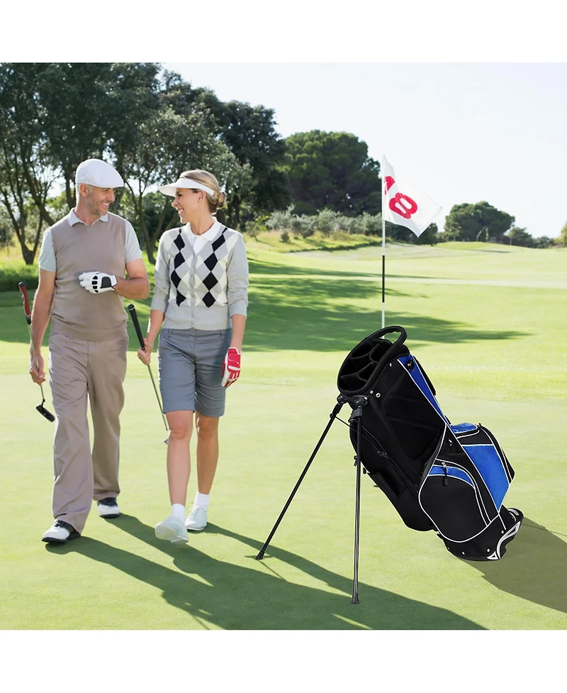 Costway Golf Stand Cart Bag Club w/6 Way Divider Carry Organizer