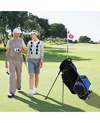 Costway Golf Stand Cart Bag Club w/6 Way Divider Carry Organizer