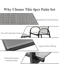 4 Pcs Patio Furniture Set Sofa Coffee Table Steel Frame Garden Deck