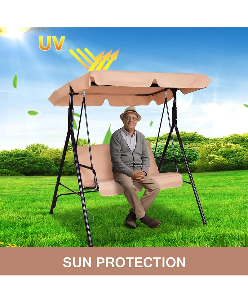 Loveseat Patio Canopy Swing Glider Hammock Cushioned Steel Frame Outdoor