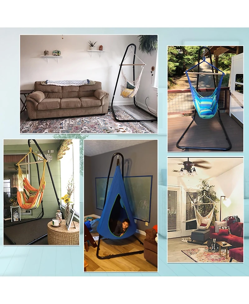 Costway Patio Adjustable 77" to 93" Hammock Chair Stand Hanging Chair Stand