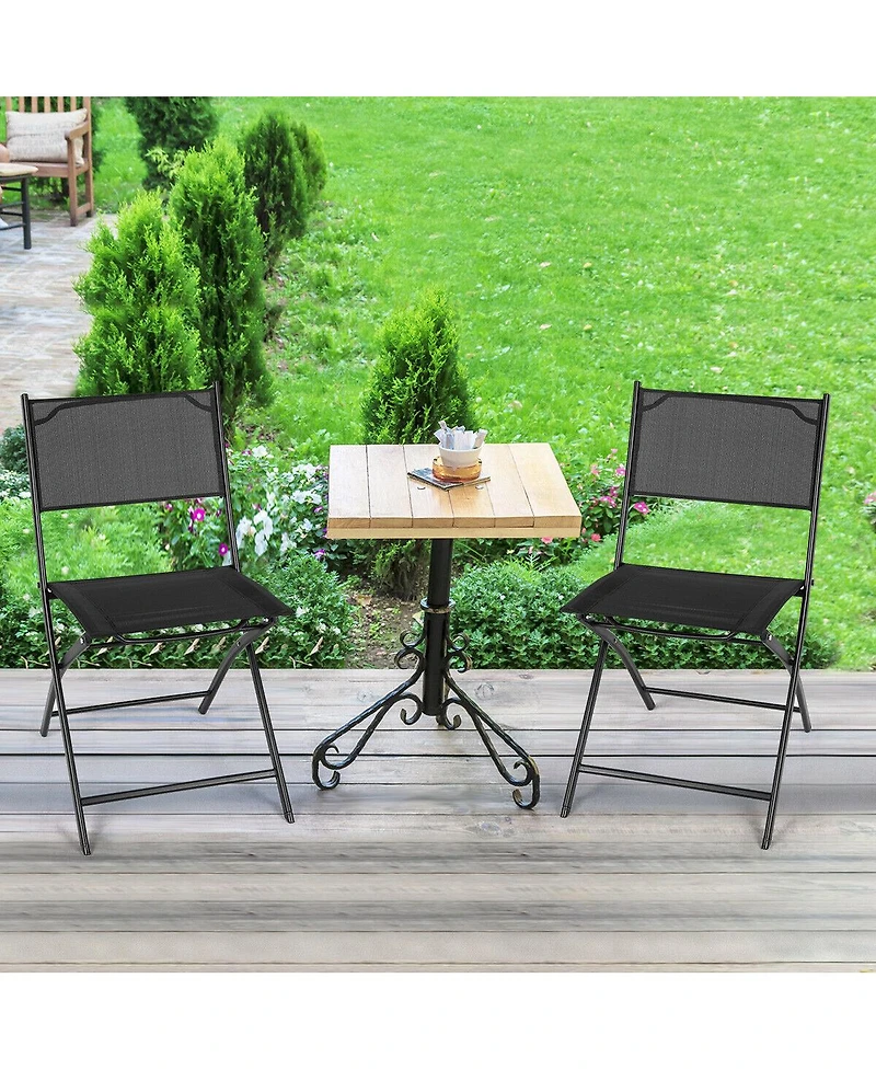 Costway Set of 4 Outdoor Patio Folding Chairs Camping Deck Garden Pool Beach Furniture