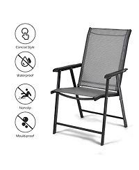 Costway Set of 4 Outdoor Patio Folding Chairs Camping Deck Garden Pool Beach W/Armrest