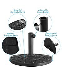 20'' Outdoor Patio Half Round Umbrella Base Stand Resin Deck Table Sun Shade
