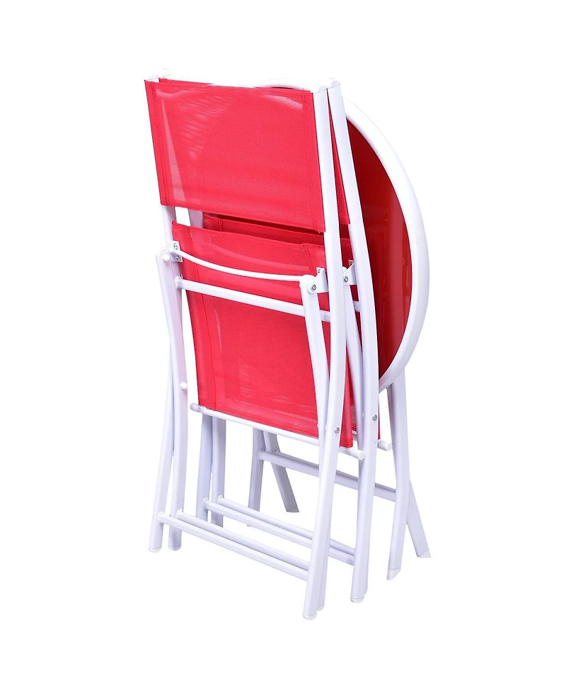 3 Pcs Folding Bistro Table Chairs Set Garden Backyard Patio Furniture