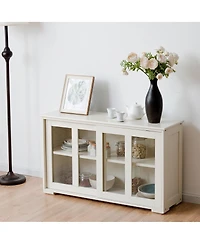 Storage Cabinet Sideboard Buffet Cupboard Glass Sliding Door