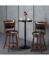 Set of 2 24'' Swivel Counter Stool Wooden Dining Chair