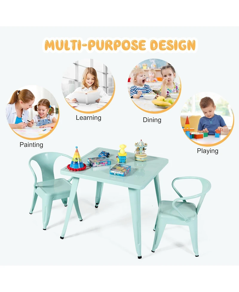 Kids Steel 27'' Square Table Children Play Activity Table Indoor Outdoor