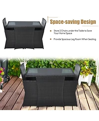 3PCS Patio Rattan Furniture Set Cushion Sofa Armrest Garden Deck