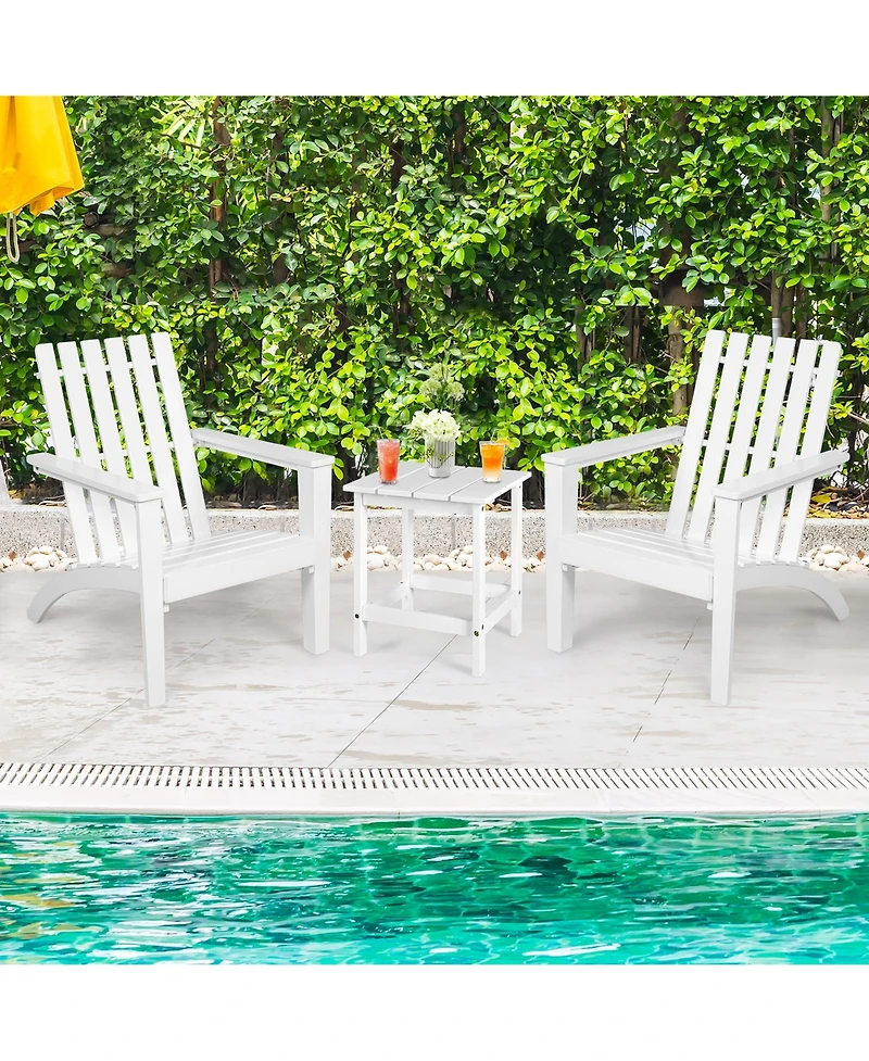 Costway 2PCS Patio Adirondack Chair Side Table Set Solid Wood Garden Deck
